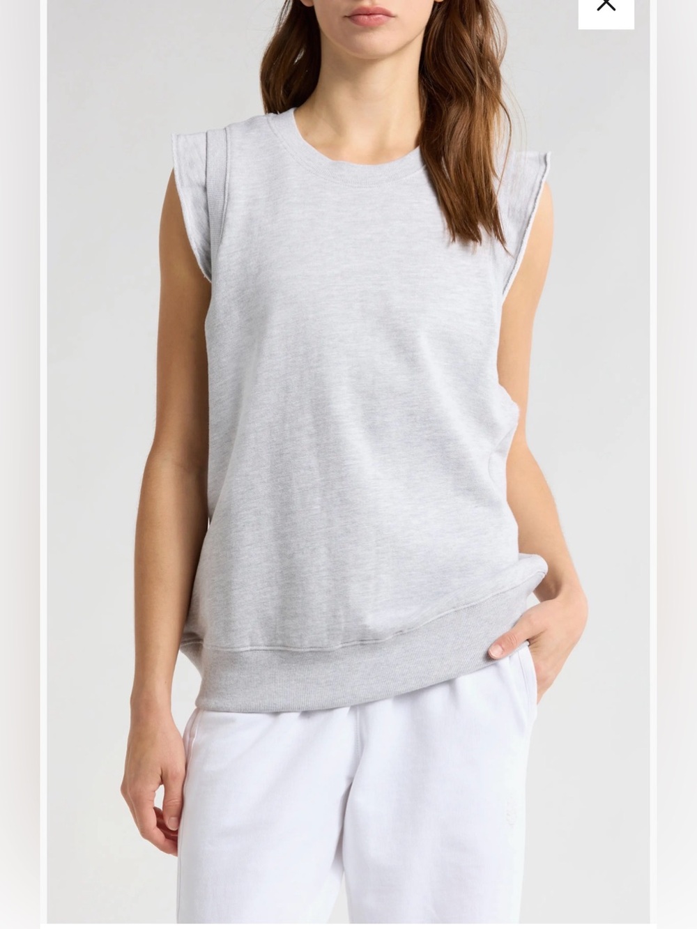 Free People Movement Flutter Ruffle Tank Top Gray XS